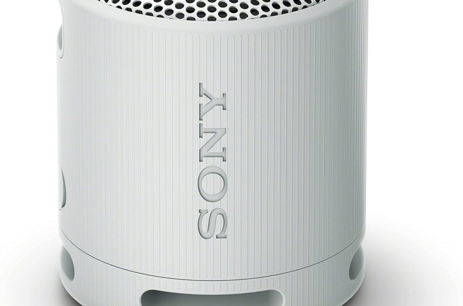 white sony portable speaker