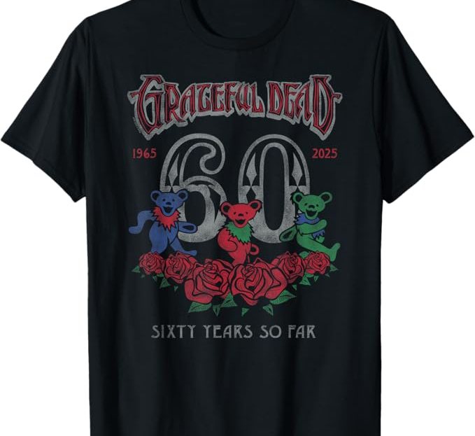 Grateful Dead 60 Years Anniversary Dancing Bears Band T-Shirt